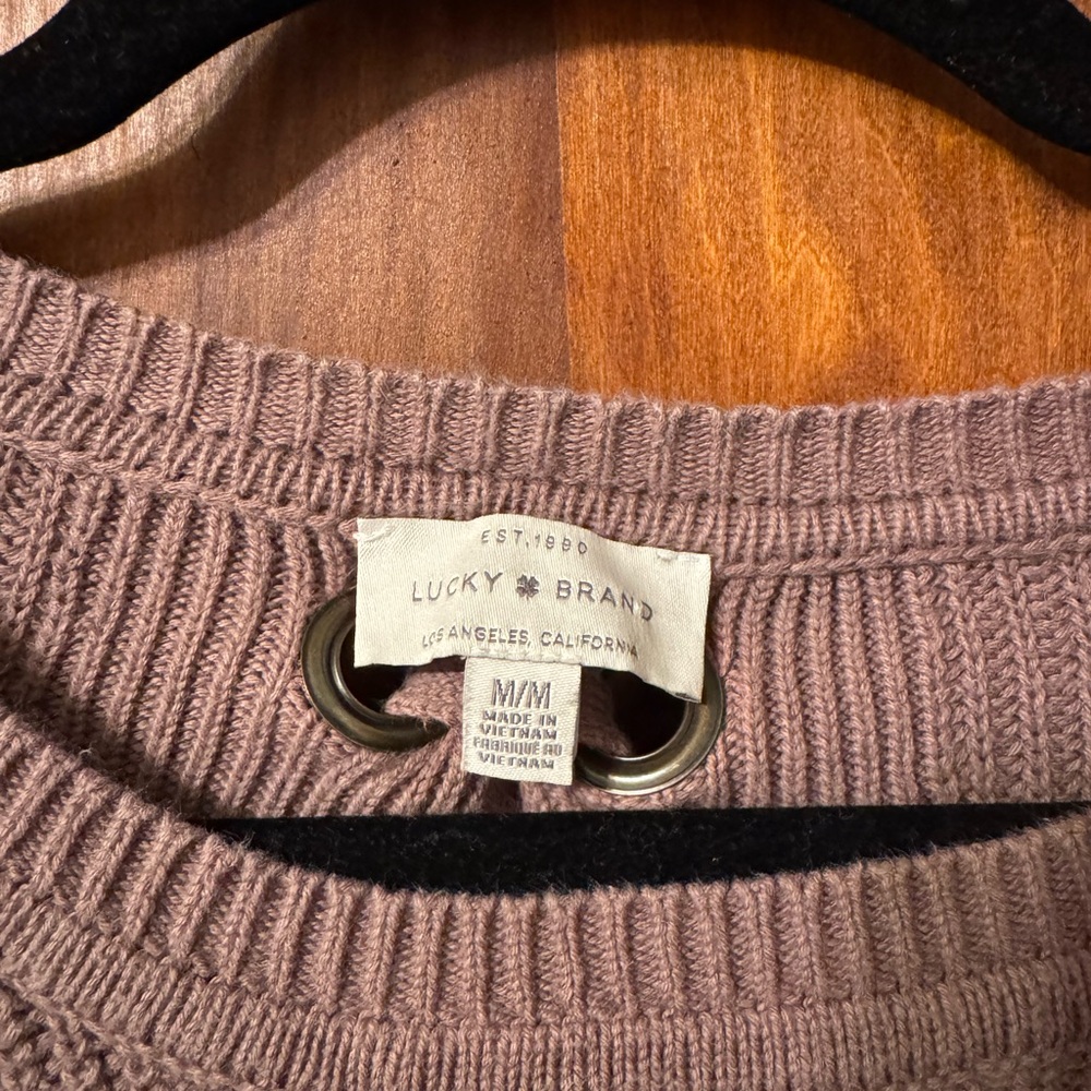 Lucky Brand Taupe Knit Sweater - Size Medium - Picture 3 of 5
